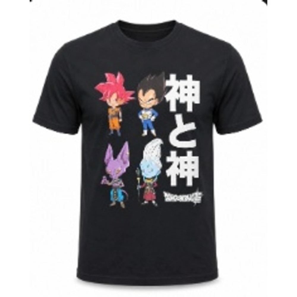 Dragon Ball Super Mens XL Black T-Shirt Goku Vegeta Beerus Whis Chibi Graphic